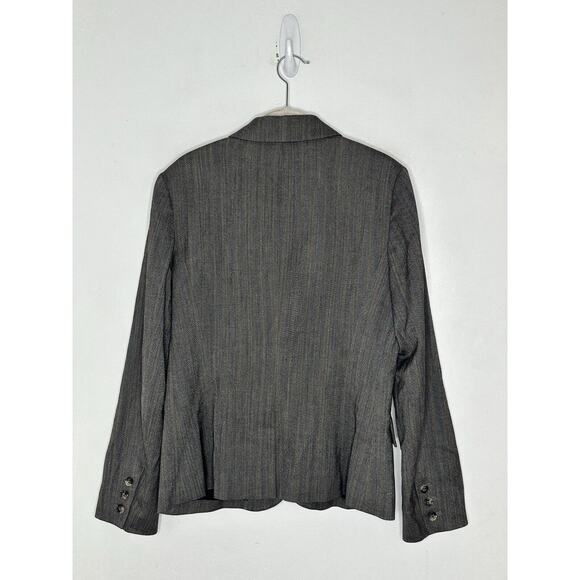 Theory Women's One Button Wool Blend Brown Blazer Gray Size 12 - Picture 6 of 7